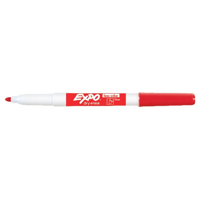 EXPO Low Odor Dry Erase Markers, Fine Tip, Red, Pack of 12