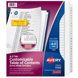 Avery Ready Index Dividers, 26 Tab, A-Z, Extra Wide, Black/White, 1 Set 2006201