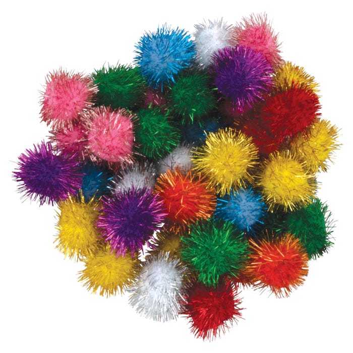 Creativity Street Glitter Pom, 1 in, Assorted Color, Set of 40