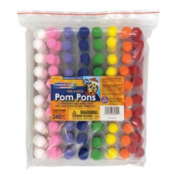 Creativity Street Self-Adhesive Poms, Assorted Colors, Set of 240 2004159