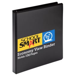 School Smart Round Ring View Binder, Polypropylene, 1/2 Inch, Black 086386