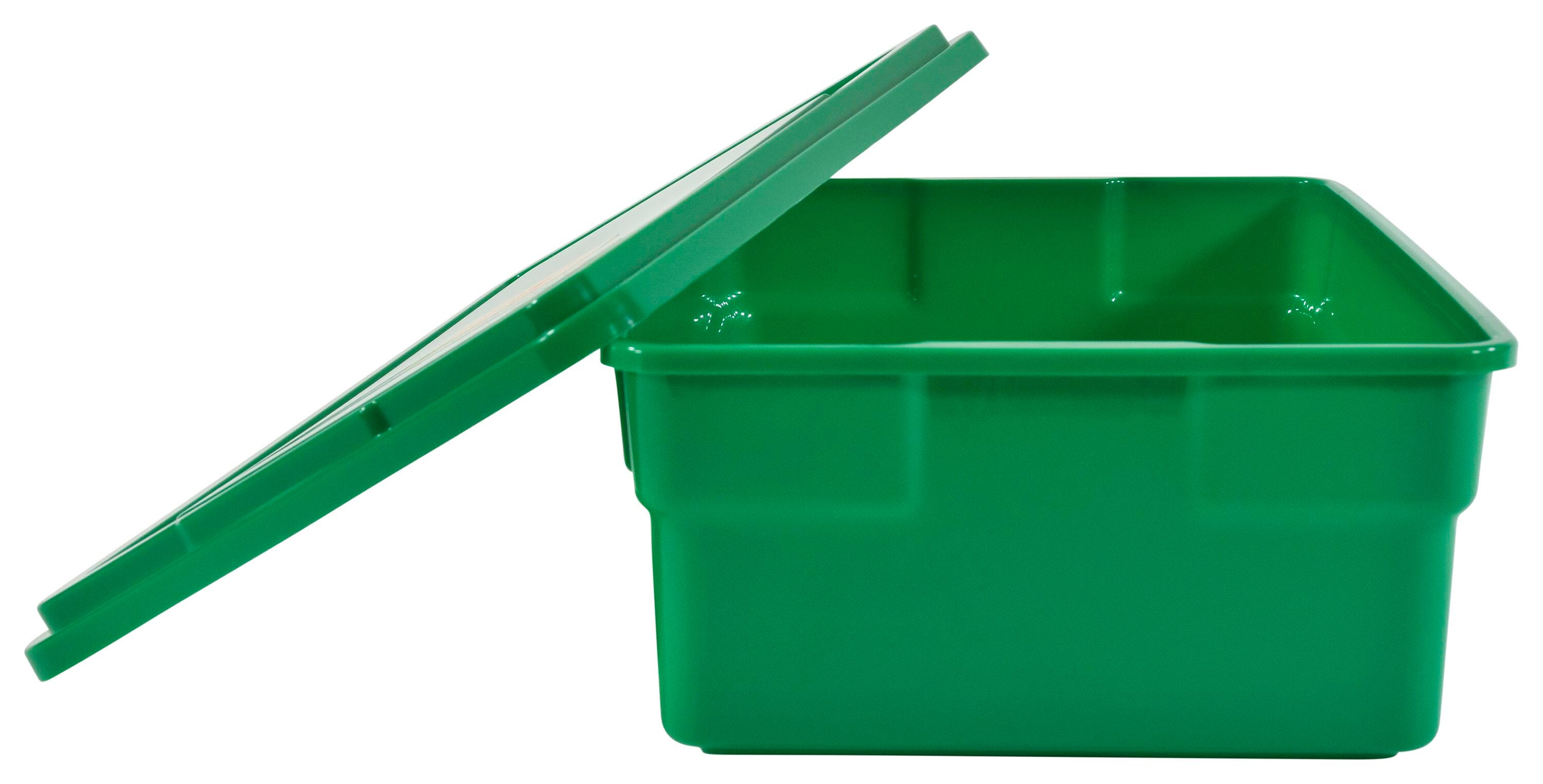 School Smart Medium Storage Bin with Non-Snap Lid, 11 x 16 x 6 Inches, Green 276835