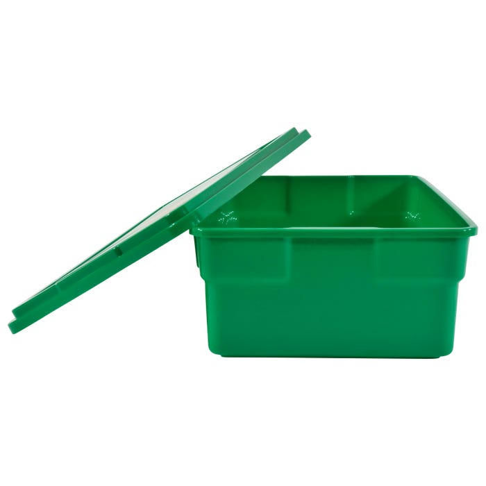 School Smart Medium Storage Bin with Non-Snap Lid, 11 x 16 x 6 Inches, Green 276835