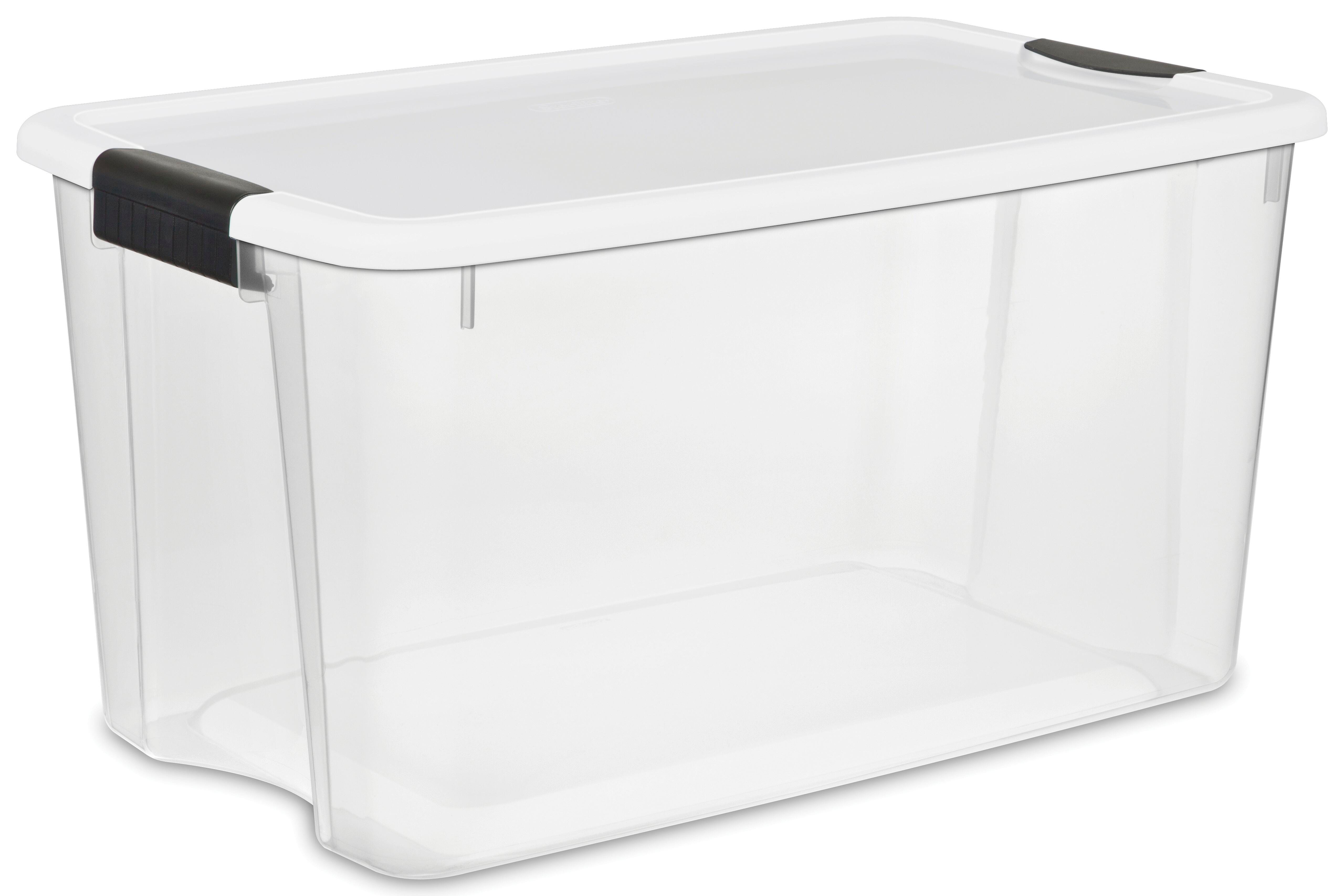 Sterilite Ultra Latch Storage Tote Box with White Lid, 70 qt/66 L, Clear, Item #1469224
