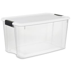 Sterilite Ultra Latch Storage Tote Box with White Lid, 70 qt/66 L, Clear, Item #1469224