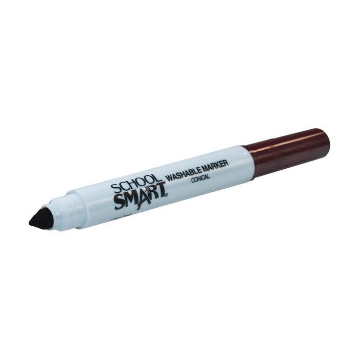 School Smart Washable Art Markers, Conical Tip, Brown, Pack of 12