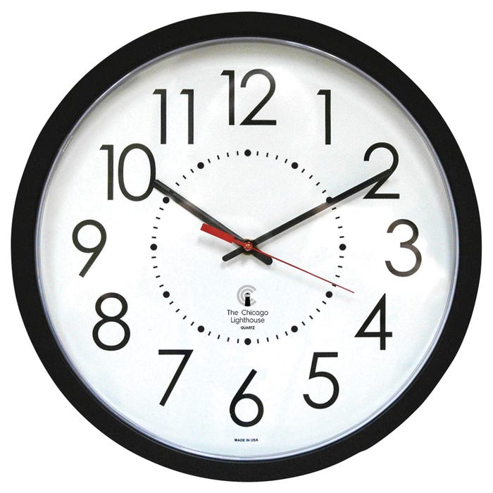 Chicago Lighthouse Electric Clock, 14-1/2 Inches, Black