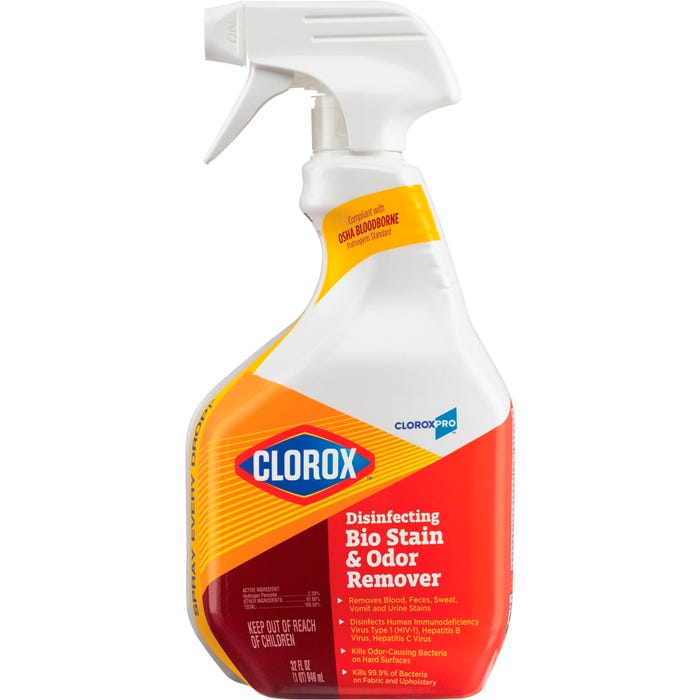 CloroxPro Disinfecting Bio Stain and Odor Remover Spray, 32 Ounce, Case of 9