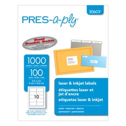 Pres-a-ply Laser/Inkjet Labels, 2 x 4 Inches, Pack of 1000 1502917