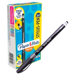 Image for Paper Mate 2-in-1 InkJoy Stylus Ballpoint Pens, Medium Point, 1.0 mm, Black, Pack of 12 from School Specialty