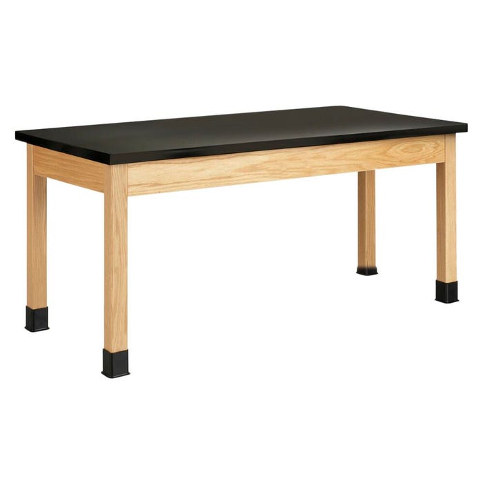Diversified Spaces Perpetulab Plain Apron Science Table, 72 x 24 x 30 Inches, Epoxy Resin Top Oak, Black