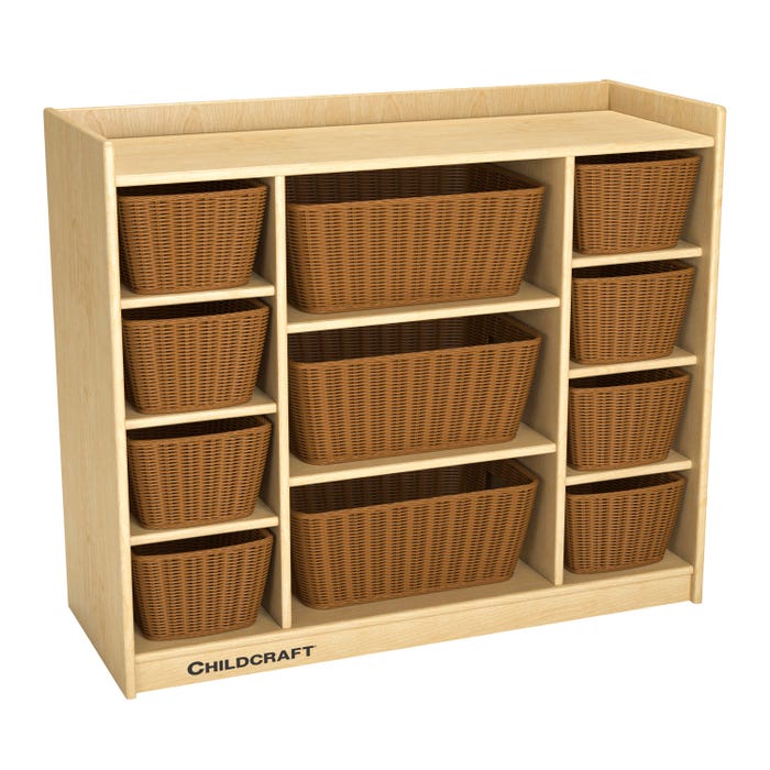Childcraft Mobile Storage Unit, 11 Baskets, 35-3/4 x 14-1/4 x 30 Inches