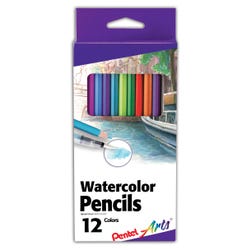 Pentel Arts Watercolor Pencils, Assorted Colors, Set of 12