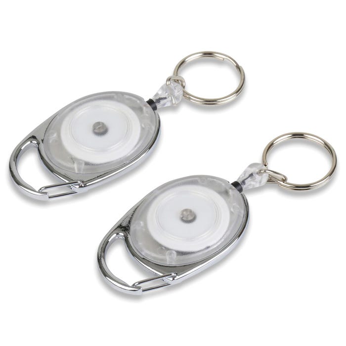 Tatco Carabiner Reel Keychain, Chrome, Pack of 6