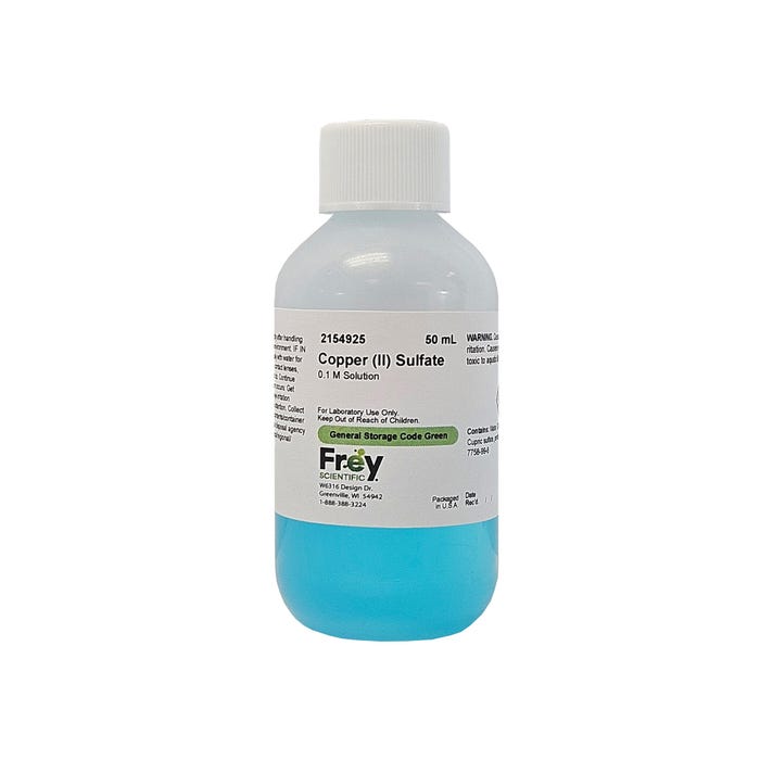 Frey Scientific Copper (II) Sulfate, 0.1M Solution, Lab Grade, 50mL