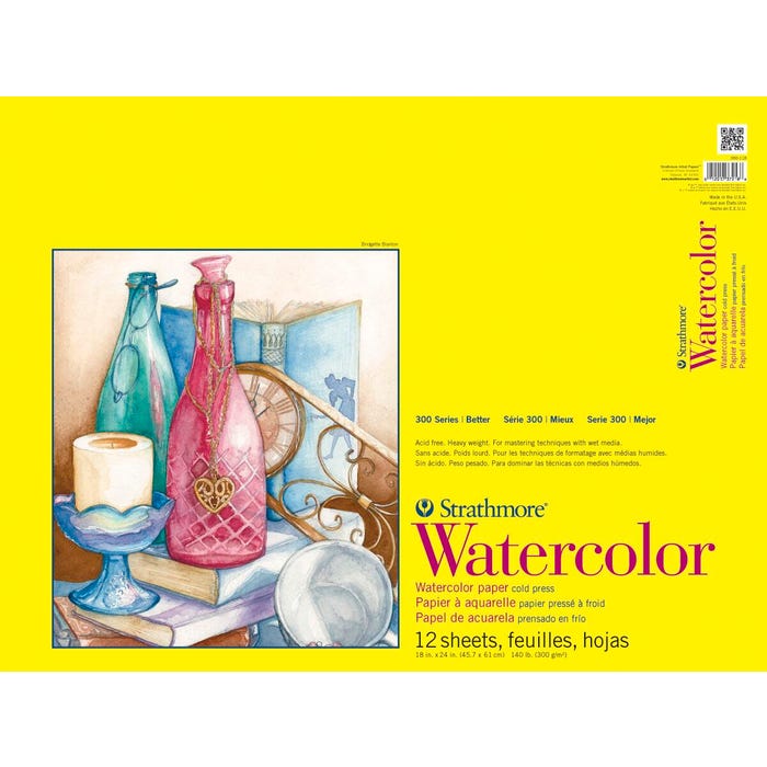 Strathmore 300 Series Watercolor Pad, 18 x 24 Inches, 140 lb, 12 Sheets