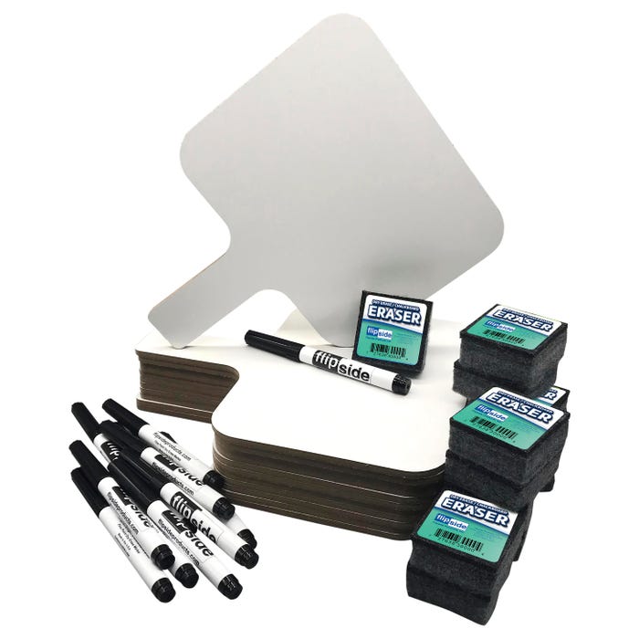 Flipside Dry Erase Rectangular Answer Paddle Classroom Set, 8 x 9-3/4 Inches, 12 Sets