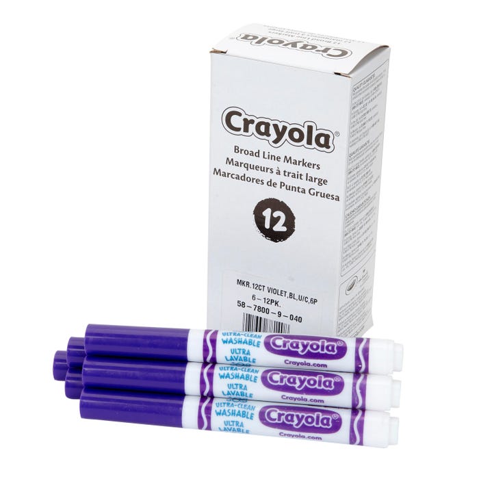 Crayola Bulk Ultra-Clean Washable Markers, Broad Line, Violet, Pack of 12