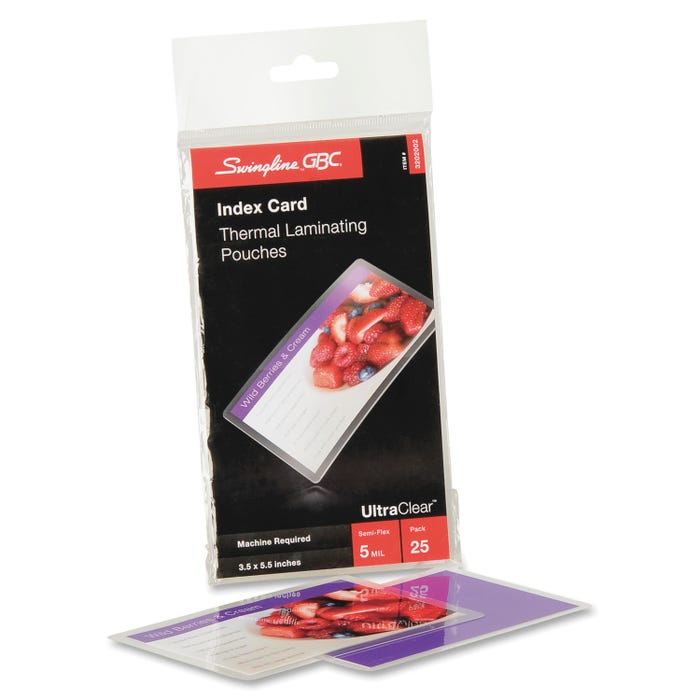 ACCO GBC HeatSeal Index Card Laminating Pouch, 3-1/2 x 5-1/2 Inches, Pack of 25