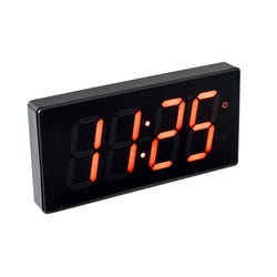 School Smart Red LED Digital Clock with Calendar and Temperature, 13 Inches, Black