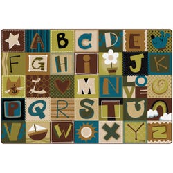 Carpets for Kids KIDSoft Toddler Alphabet Blocks Carpet, 4 x 6 Feet, Rectangle, Brown, Item Number 1396524