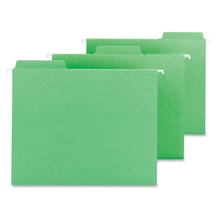 Smead FasTab Hanging File Folder, Letter Size, 1/3 Cut Tabs, Green, Pack of 20