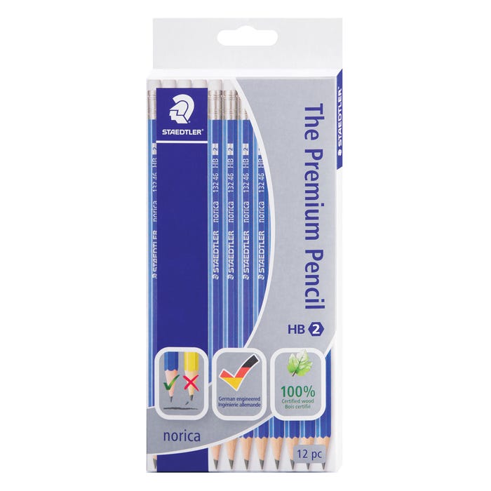 Staedtler Norica Pencils, No 2 HB, Pre-sharpened, Pack of 12
