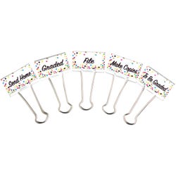 Teacher Created Resources Confetti Classroom Management Large Binder Clips, Set of 5, Item Number 2102695
