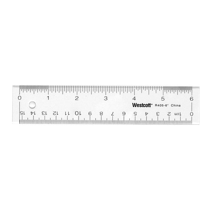 Westcott Acrylic Ruler, 6 Inches, Clear