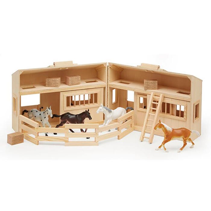 Melissa Doug Wooden Fold and Go Stable with Toy Horses, 11