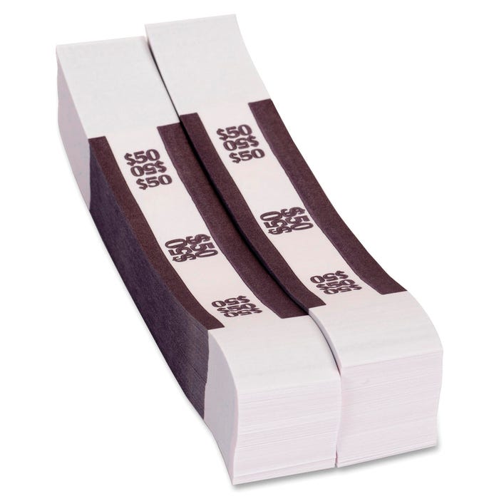Coin-Tainer Currency Straps, 50 Dollars, Violet, 50 Per Box