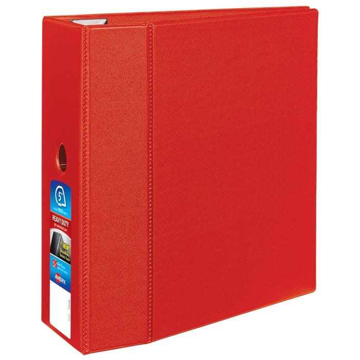 Avery Heavy Duty Binder, 5 Inch D-Ring, Red