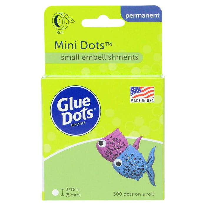 Glue Dots Mini Dots Adhesive, 3/16 Inch, Clear, Roll of 300