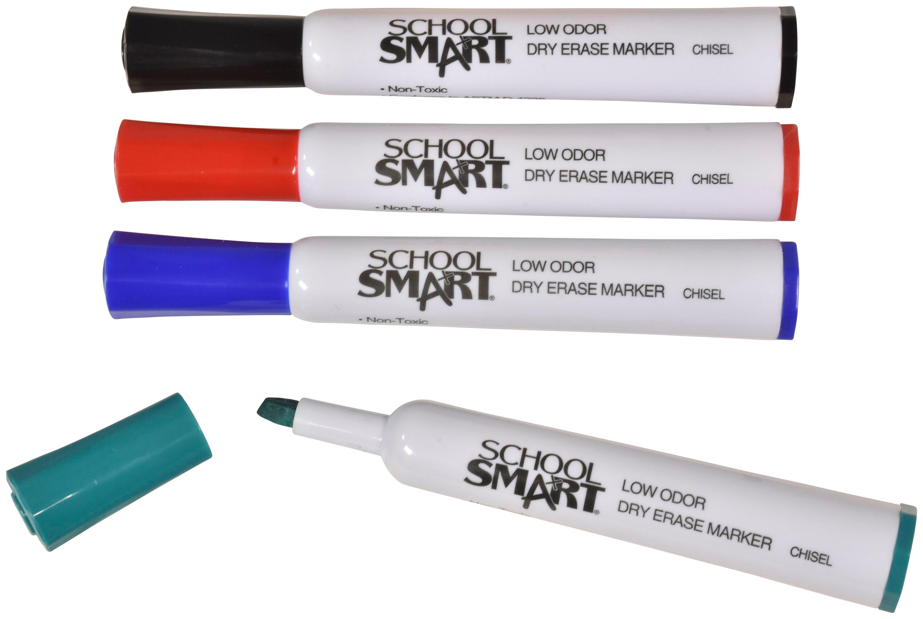 Image for School Smart Dry Erase Markers, Chisel Tip, Low Odor, Assorted Colors, Pack of 4 from School Specialty