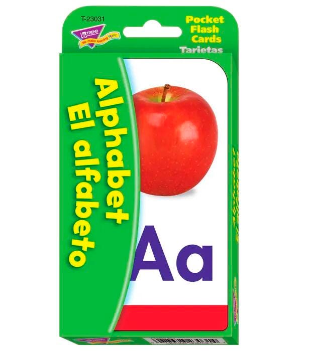 Trend Enterprises Bilingual Alphabet Pocket Flash Cards, Grades PreK to 3, Item Number 2027742