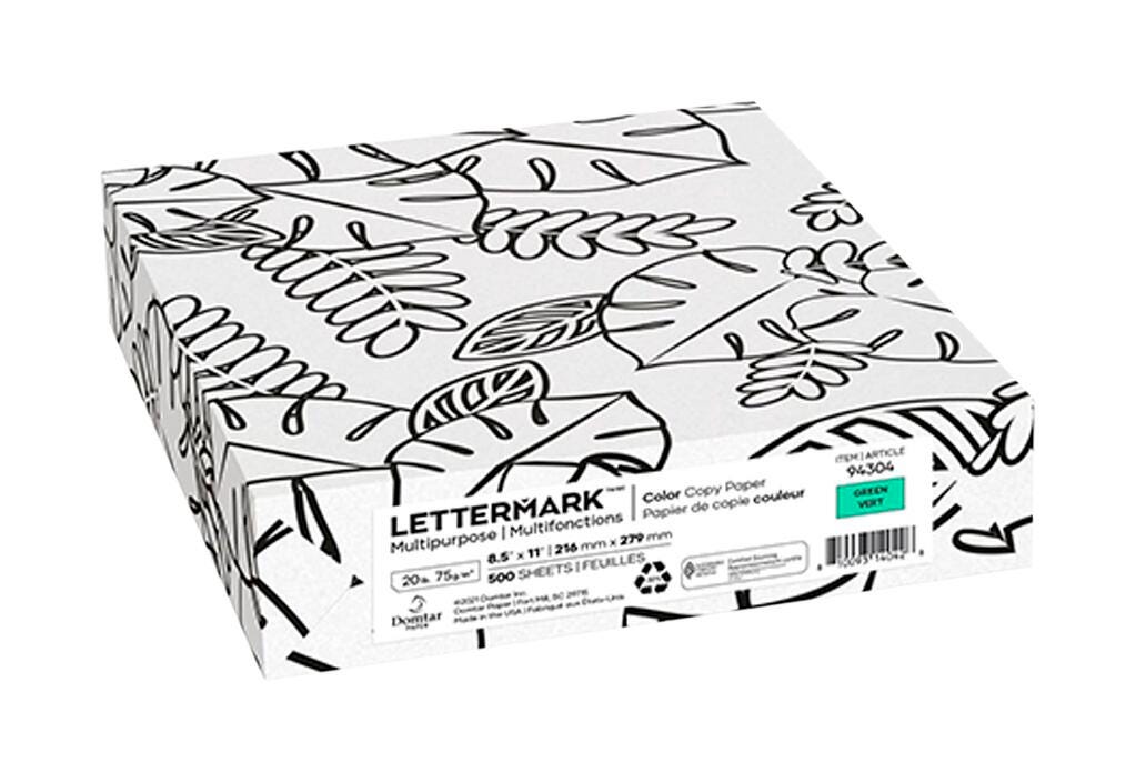 LetterMark Multi-Purpose Paper, 20 lb, 8-1/2 x 11 Inches, Green, Pack of 500, Item Number 2095591