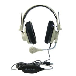 Image for Califone 3066-USB Deluxe Over-Ear Stereo Headset with Gooseneck Microphone, USB Plug, Beige from School Specialty