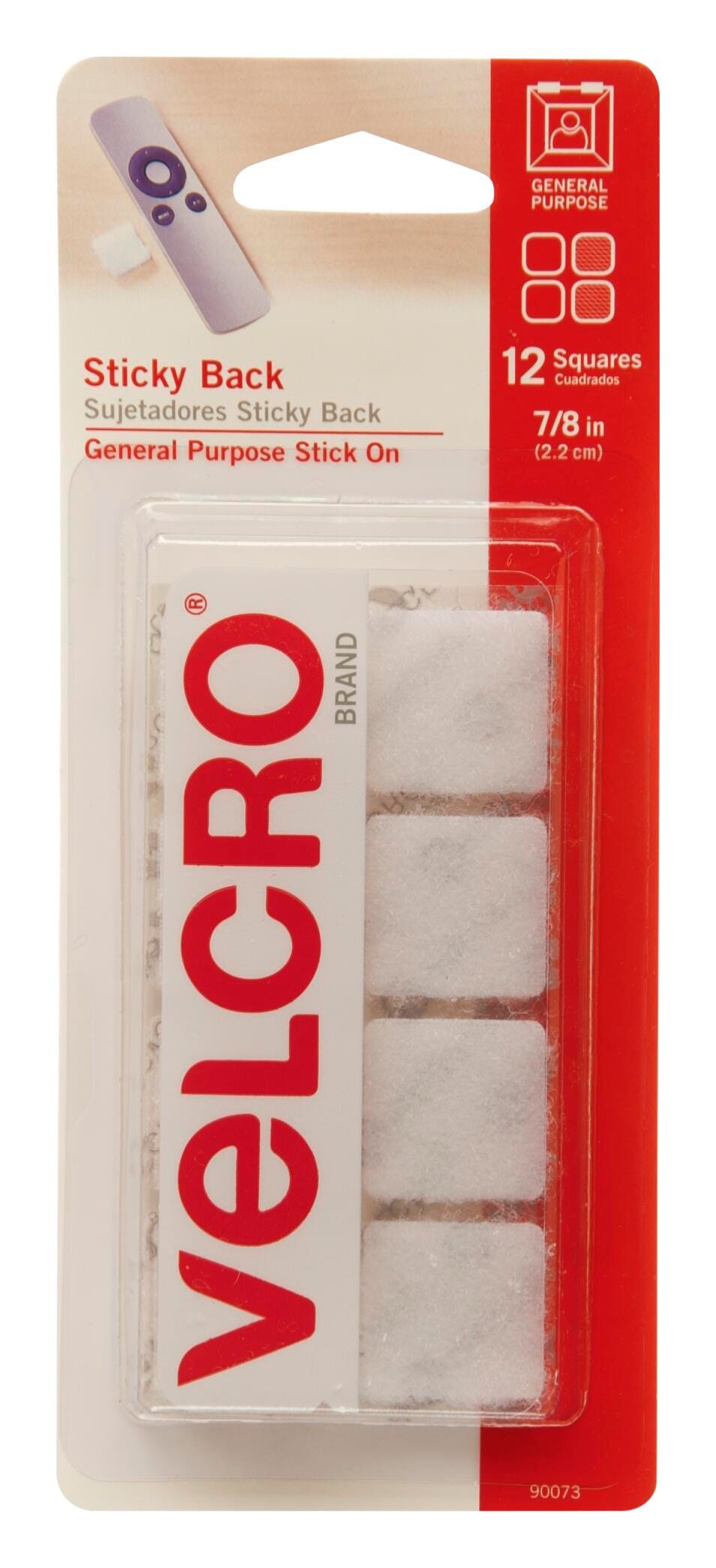 VELCRO Brand Adhesive-Backed Hook and Loop Tape, 7/8 x 7/8 Inch, White, Pack of 12 2128996