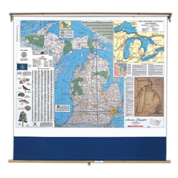 Nystrom Michigan Pull Down Roller Classroom Map, 64 x 50 Inches, Item Number 088630
