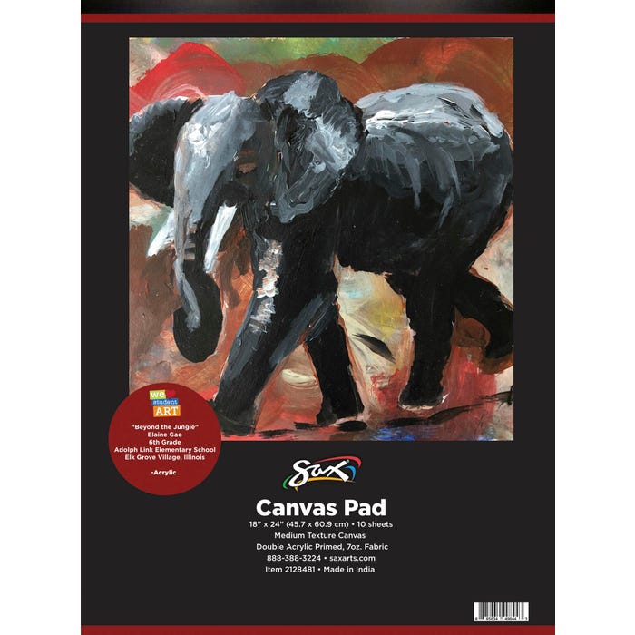 Sax Genuine Primed Canvas Pad, 18 x 24 Inches, White, 10 Sheets