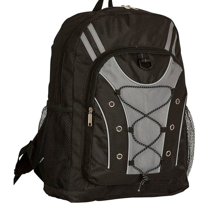 Multi-Pocket Backpack with Bungee Design, Gray