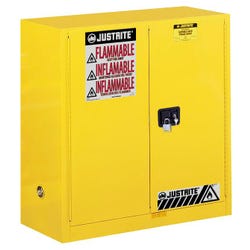 Justrite Sure-Grip EX Free Standing Flammable Storage Cabinet with Doors, 30 Gallon, Yellow 1289231