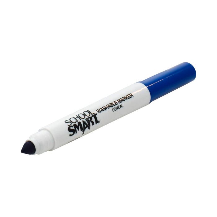 School Smart Washable Art Markers, Conical Tip, Blue, Pack of 12