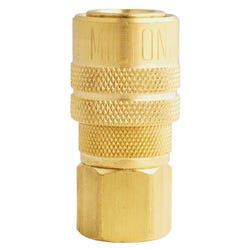 Milton Female M-Style Air Hose Coupler/Plug, 1/4 in, FNPT, Brass, Item Number 1050240