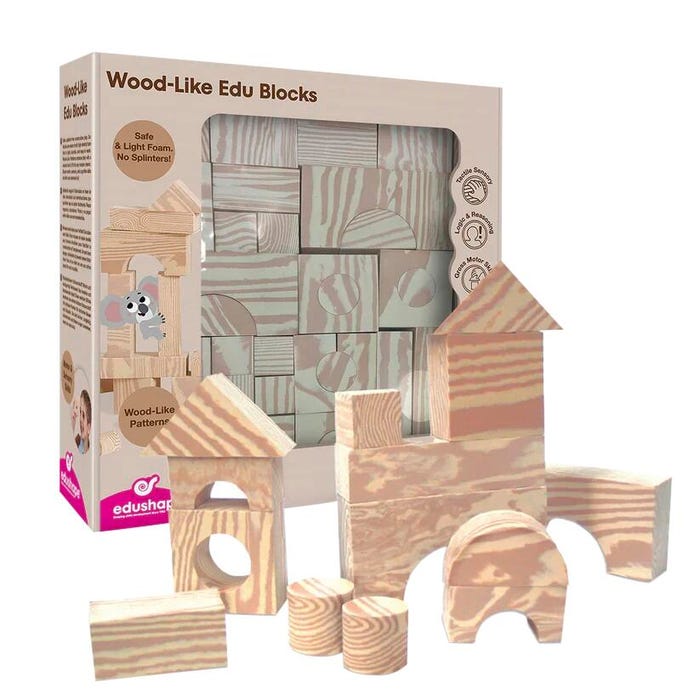 Edushape Wood Grain Foam Blocks, 80 Pieces