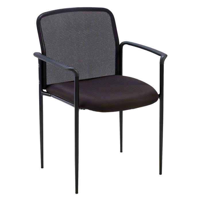 Lorell Plastic Arms Mesh Back Reception Side Chair, 23-3/4 x 23-1/2 x 33 Inches, Black