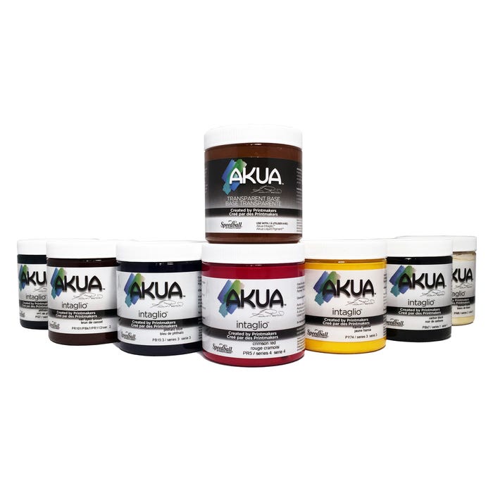 Akua Intaglio Non-Toxic Water Based Ink, Assorted Colors, Set of 8