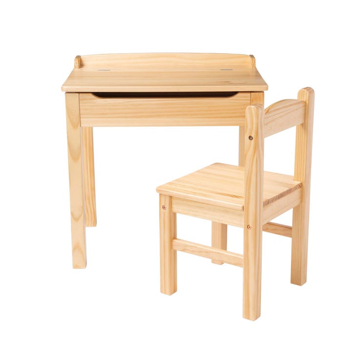 Melissa & Doug Wooden Lift-top Desk and Chair Set, 23-1/2 x 16 x 23 Inches, Honey