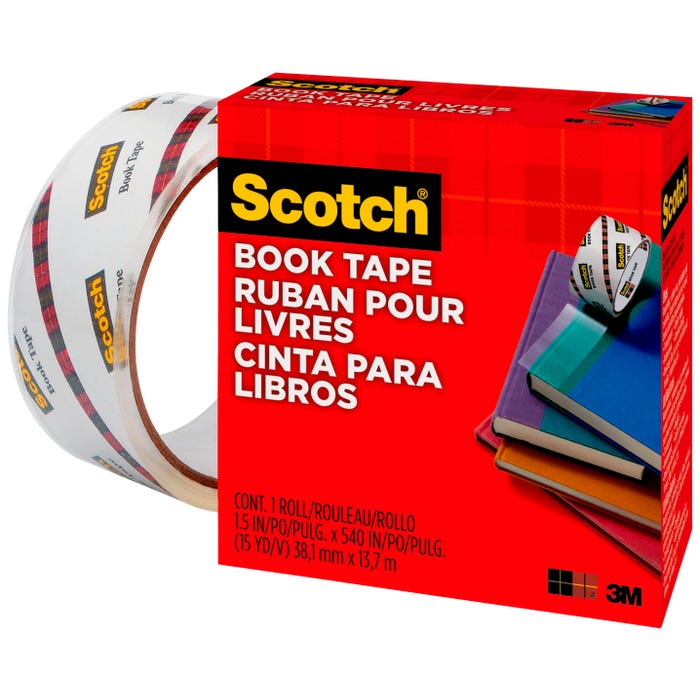 Scotch 845 Book Tape, 1.50 Inches x 15 Yards, 3 Inch Core, Crystal Clear