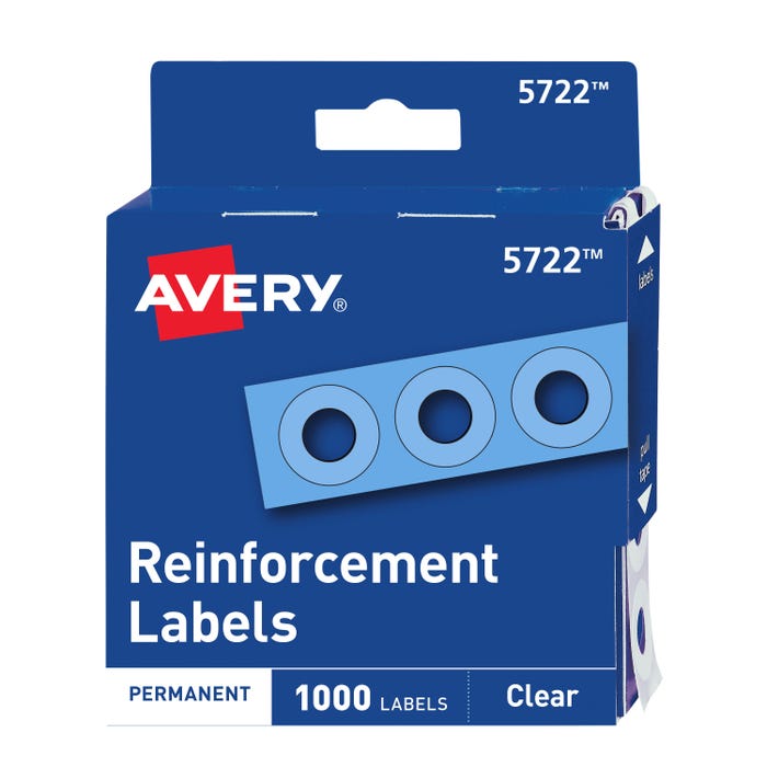 Avery Self-Adhesive Reinforcement Label Ring, 1/4 Inches, Clear, Pack of 1000